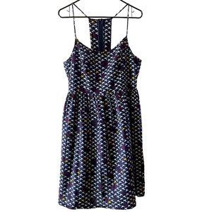 Liza Luxe navy blue bird dress